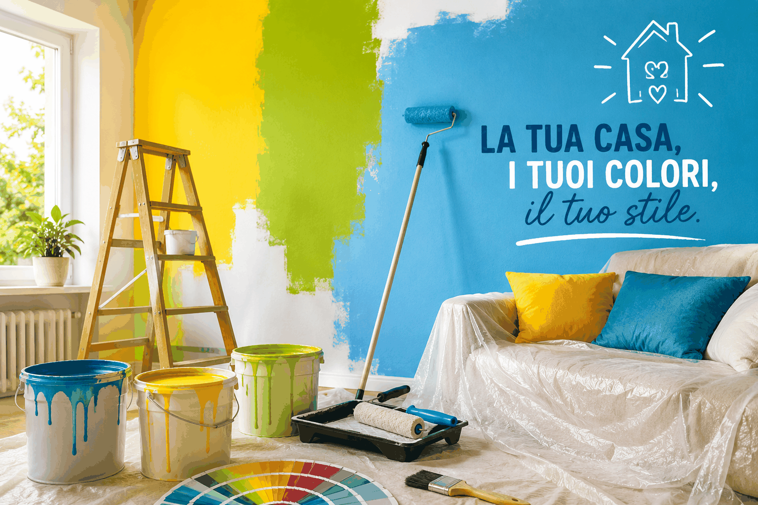 Imbiancatura casa con colori vivaci